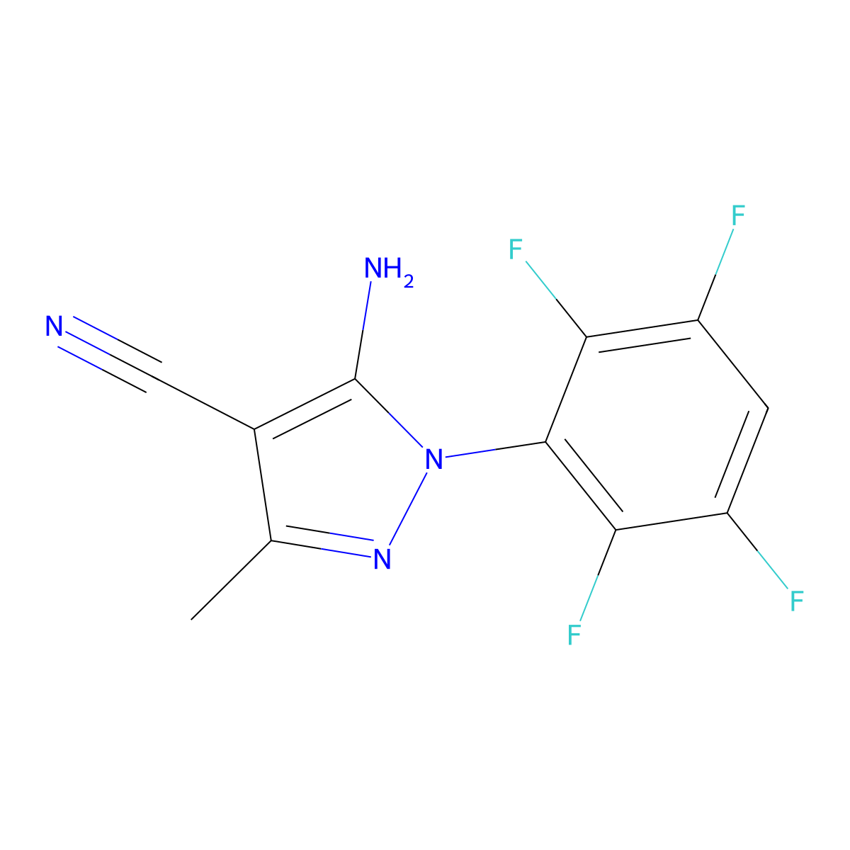 5-Amino-3-methyl-1-(2,3,5,6-tetrafluorophenyl)-1H-pyrazole-4-carbonitrile molecular structure, CAS 1072944-90-1