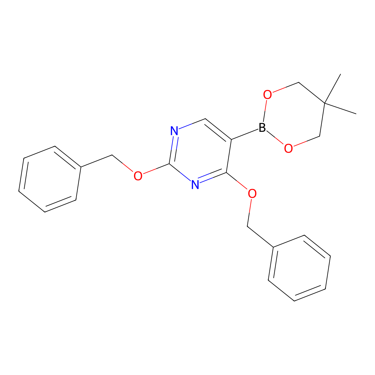 2,4-Bis(benzyloxy)-5-(5,5-dimethyl-1,3,2-dioxaborinan-2-yl)pyrimidine molecular structure, CAS 1072944-91-2