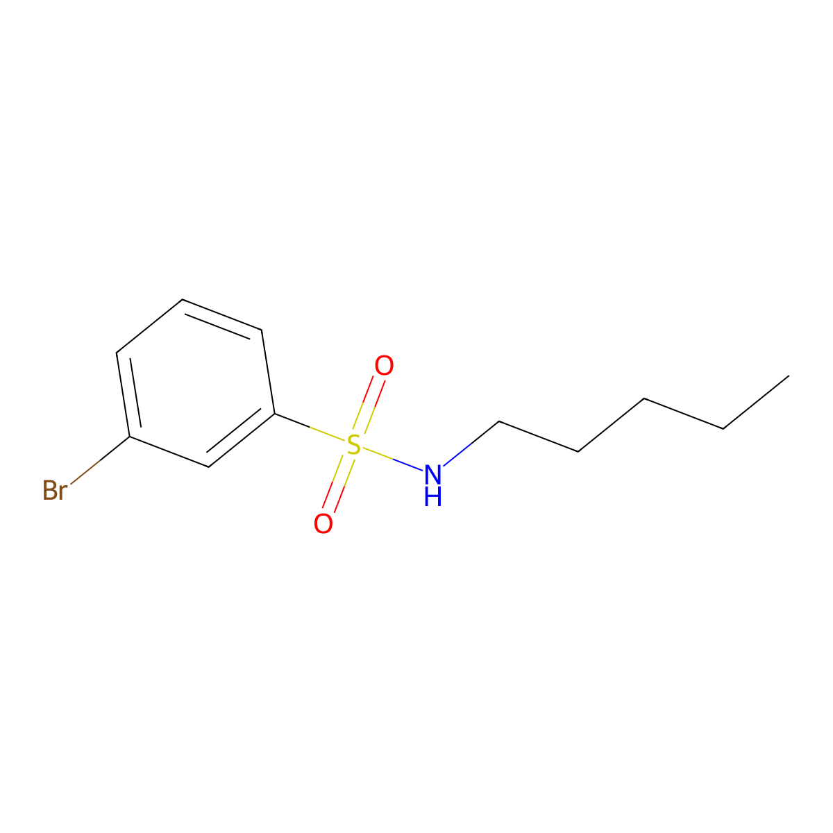 3-bromo-N-pentylbenzenesulfonamide molecular structure, CAS 1072944-95-6