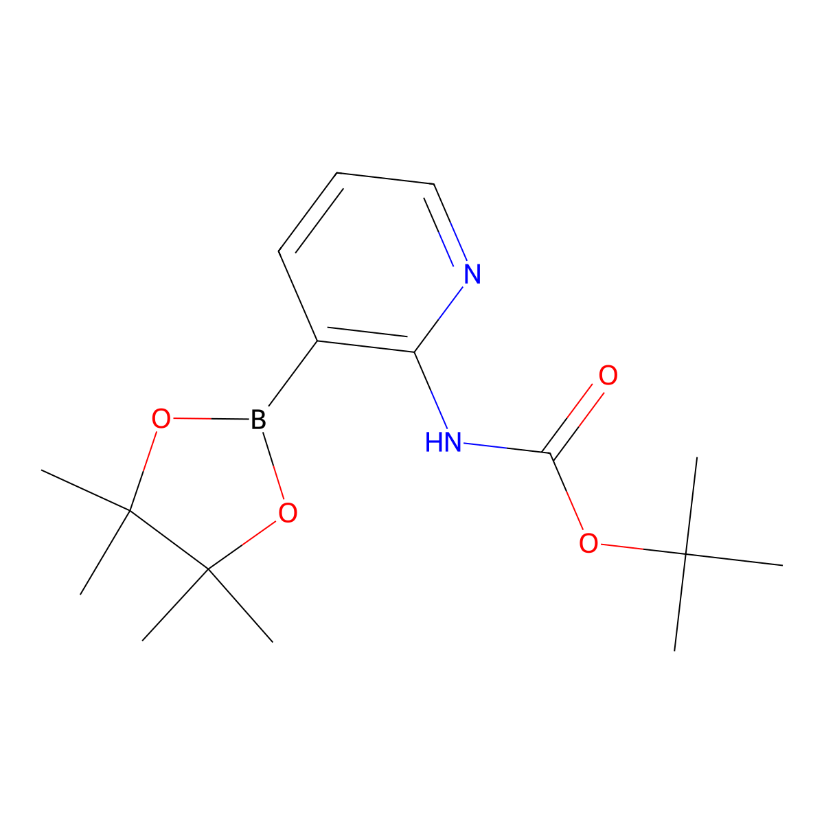 Tert-butyl (3-(4,4,5,5-tetramethyl-1,3,2-dioxaborolan-2-yl)pyridin-2-yl)carbamate molecular structure, CAS 1072944-99-0