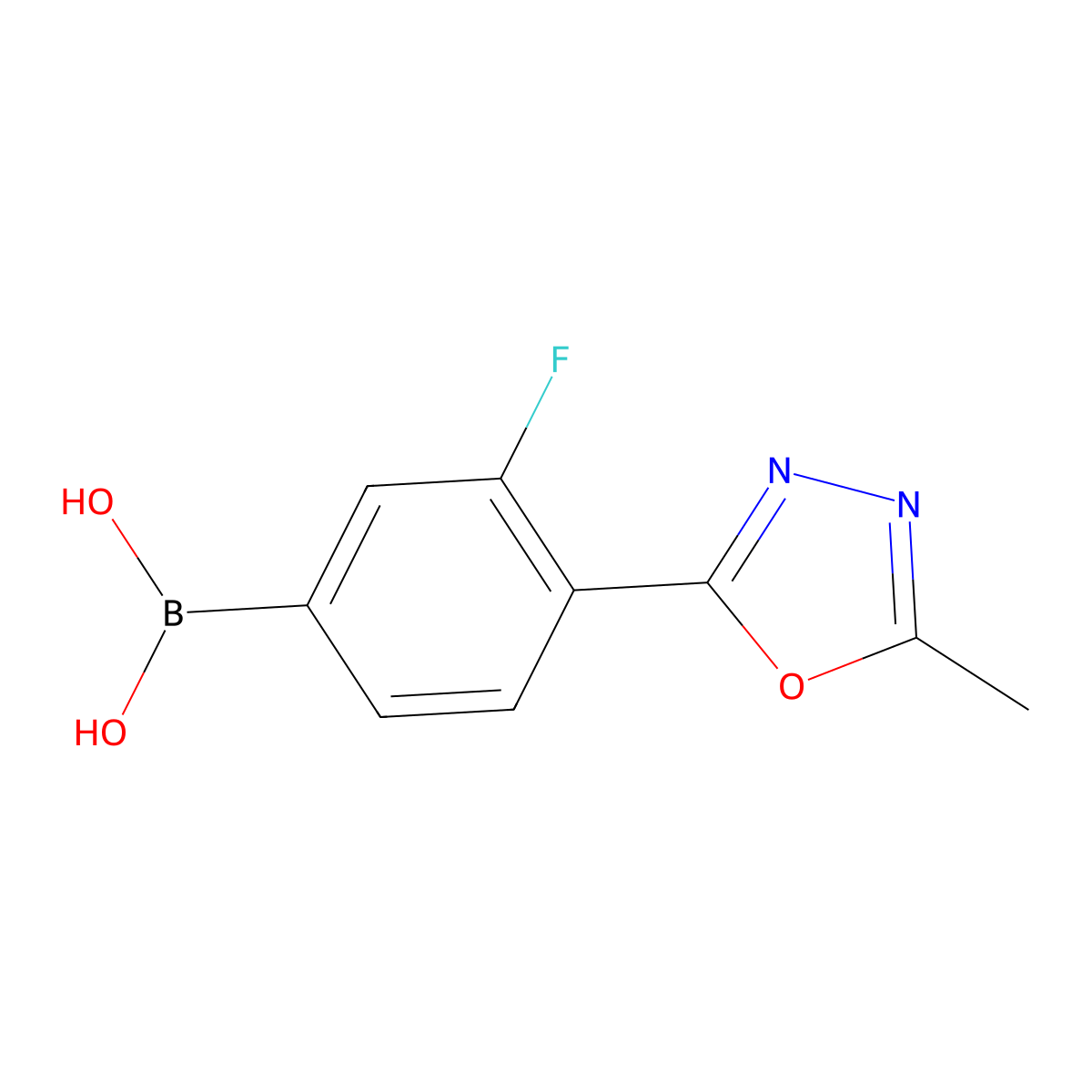 (3-Fluoro-4-(5-methyl-1,3,4-oxadiazol-2-yl)phenyl)boronic acid molecular structure, CAS 1072945-71-1