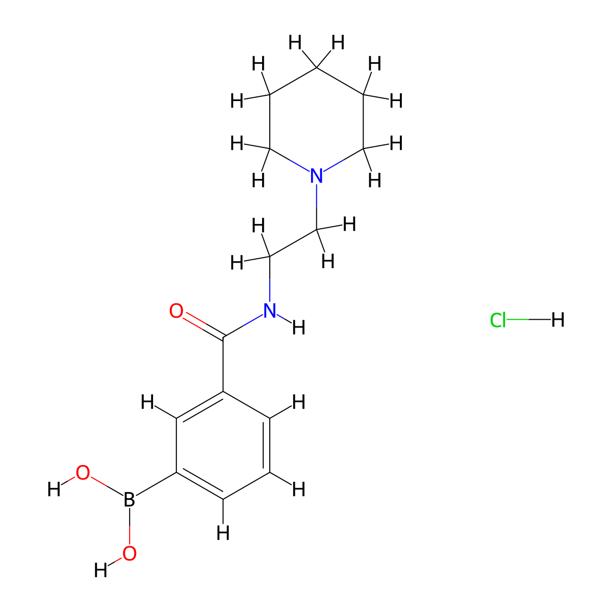 3-(2-(Piperidin-1-yl)ethylcarbamoyl)phenylboronic acid hydrochloride molecular structure, CAS 1072945-72-2