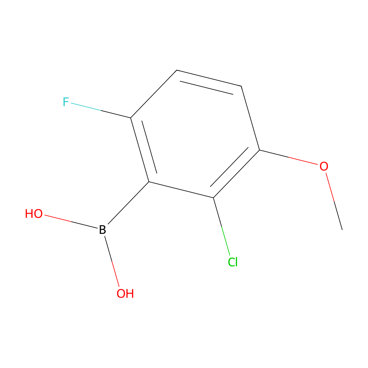 2-Chloro-6-fluoro-3-methoxyphenylboronic acid molecular structure, CAS 1072945-77-7