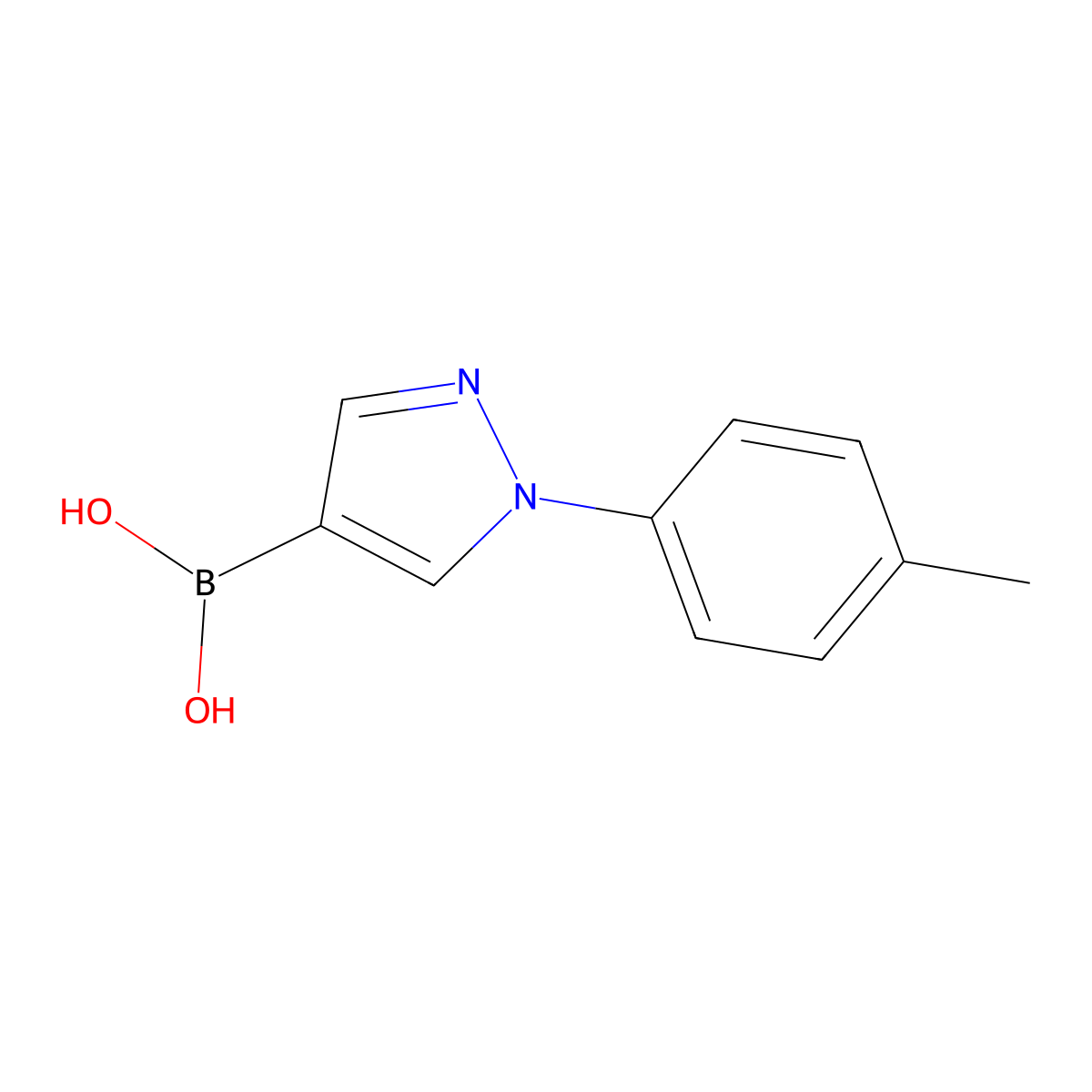 (1-(P-tolyl)-1H-pyrazol-4-yl)boronic acid molecular structure, CAS 1072945-92-6