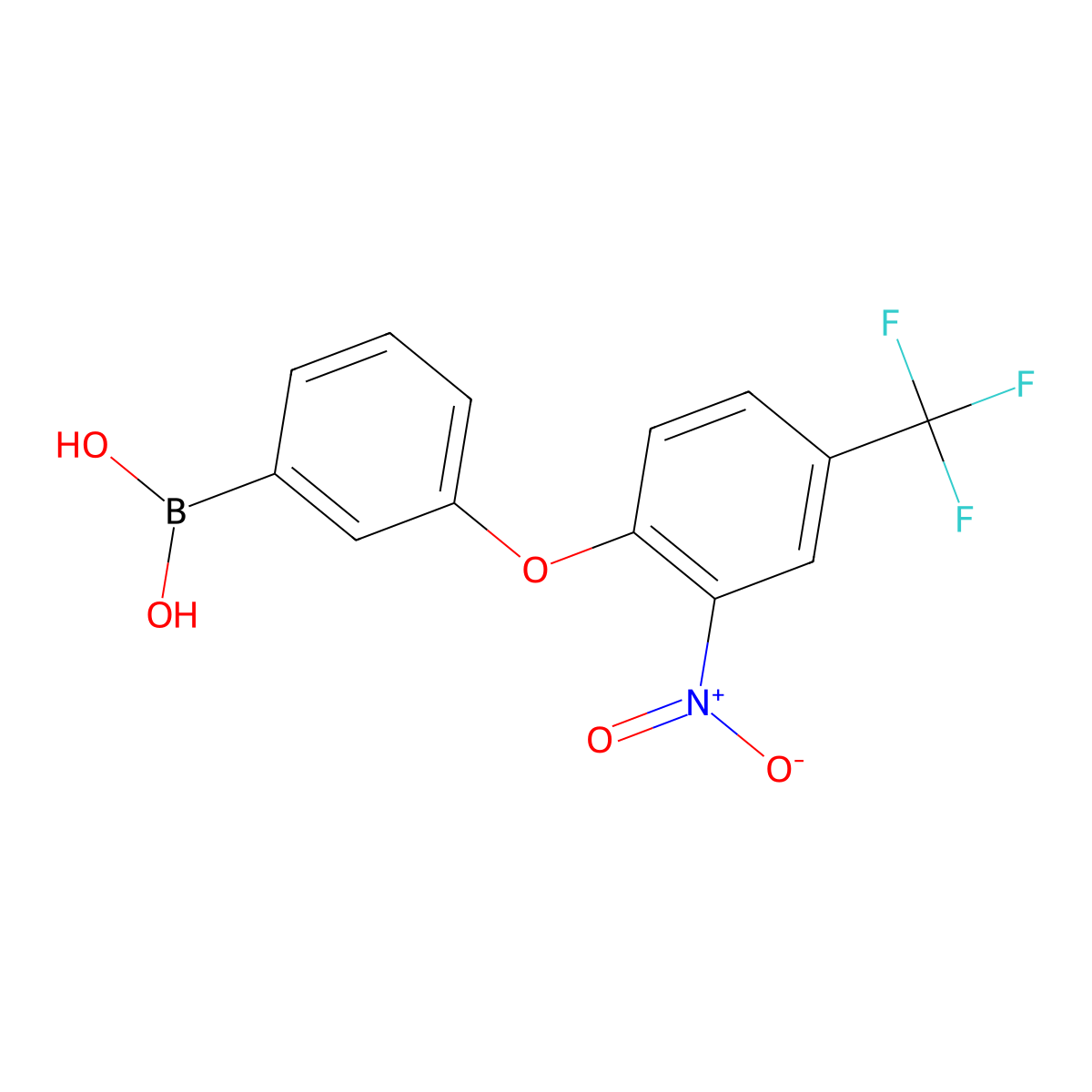 (3-(2-Nitro-4-(trifluoromethyl)phenoxy)phenyl)boronic acid molecular structure, CAS 1072945-94-8