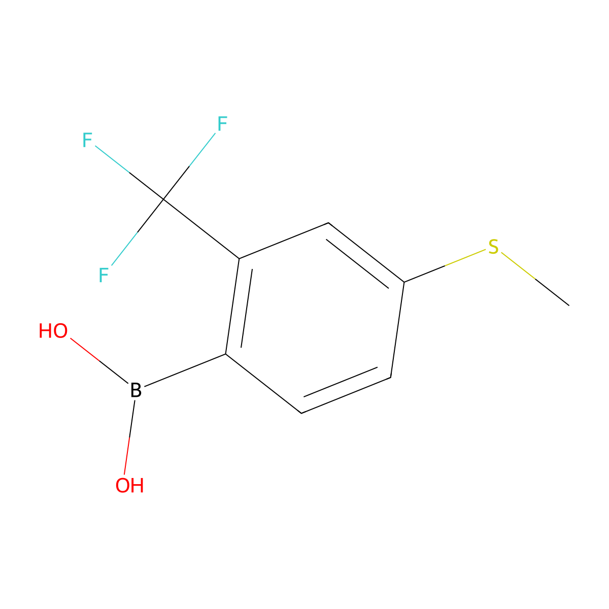4-(Methylthio)-2-(trifluoromethyl)phenylboronic acid molecular structure, CAS 1072945-99-3