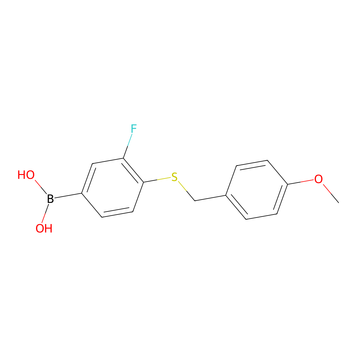 3-Fluoro-4-(4-methoxybenzylthio)phenylboronic acid molecular structure, CAS 1072946-13-4