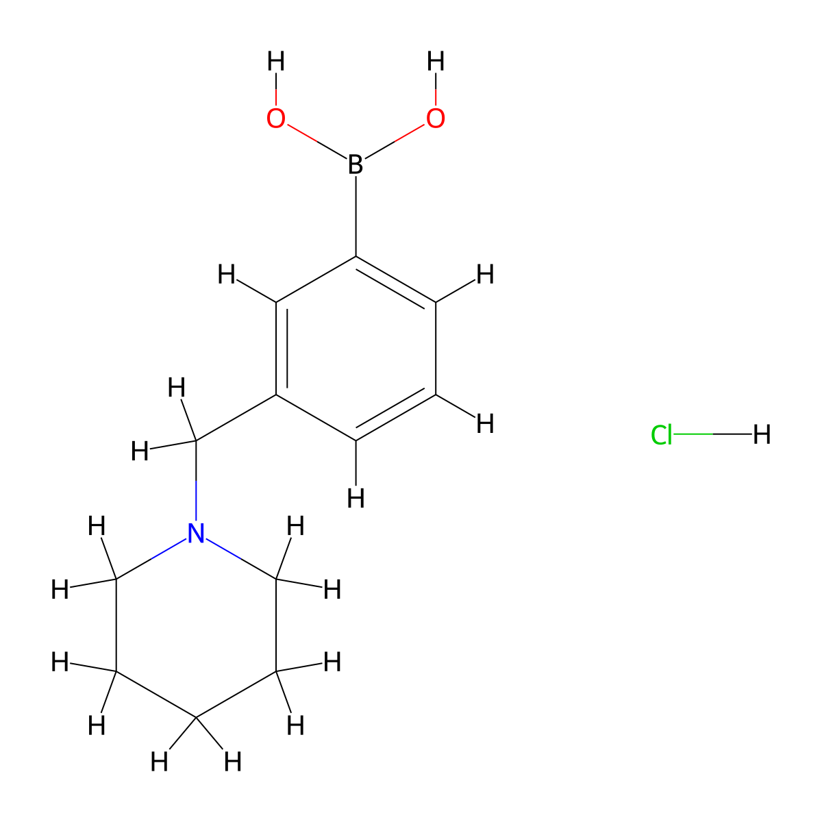 (3-(Piperidin-1-ylmethyl)phenyl)boronic acid hydrochloride molecular structure, CAS 1072946-21-4