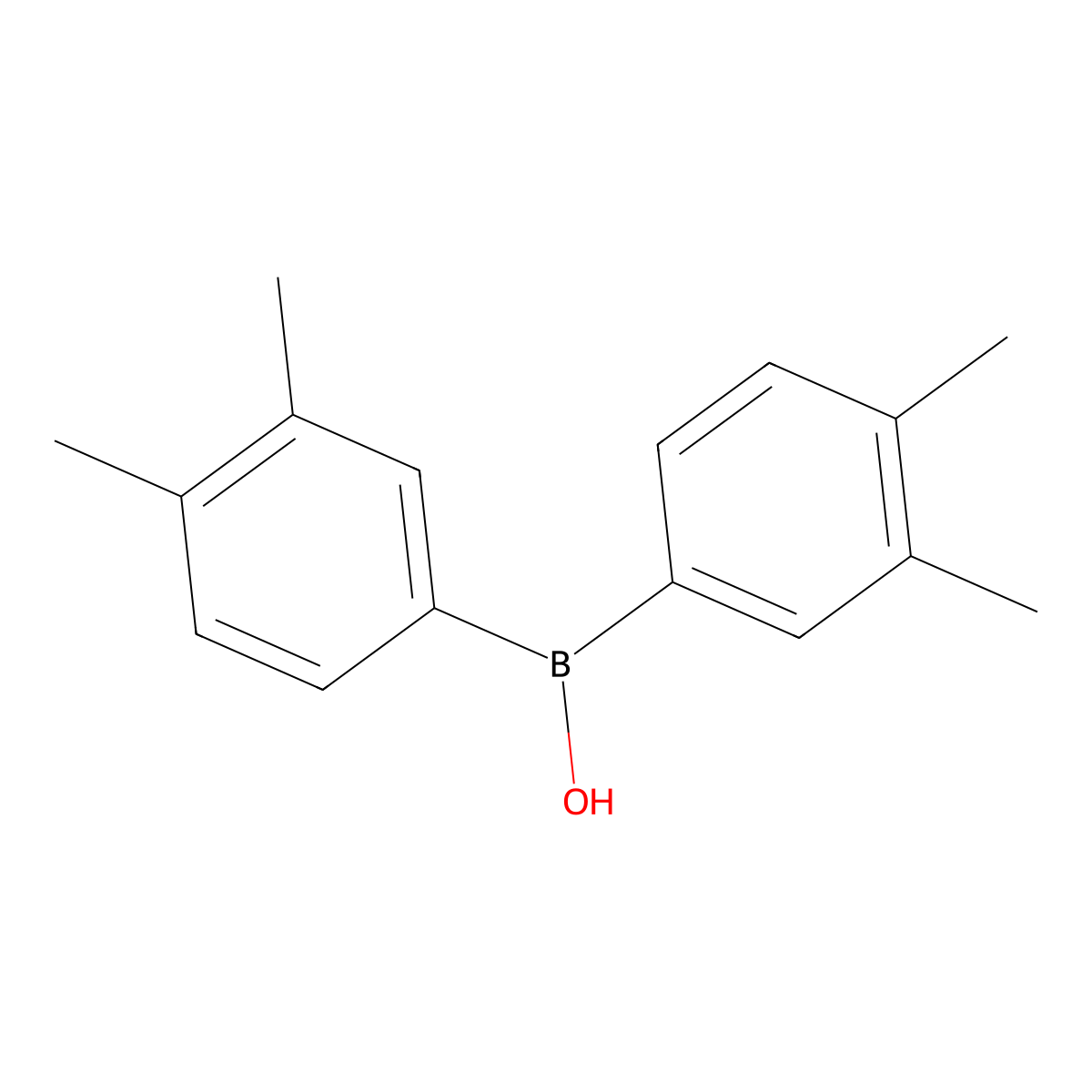 Bis(3,4-dimethylphenyl)borinic acid molecular structure, CAS 1072946-23-6