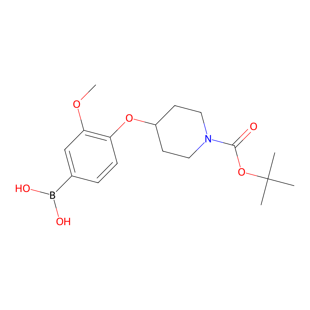 (4-((1-(tert-Butoxycarbonyl)piperidin-4-yl)oxy)-3-methoxyphenyl)boronic acid molecular structure, CAS 1072946-30-5