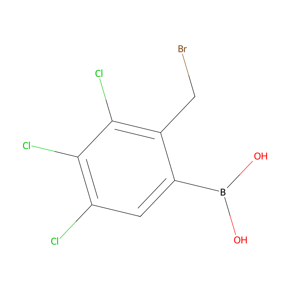 (2-(Bromomethyl)-3,4,5-trichlorophenyl)boronic acid molecular structure, CAS 1072946-53-2