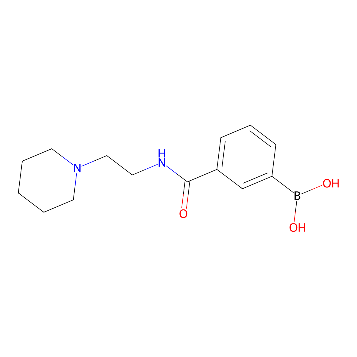 (3-((2-(Piperidin-1-yl)ethyl)carbamoyl)phenyl)boronic acid molecular structure, CAS 1072946-54-3