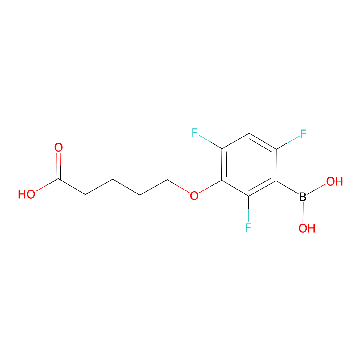 3-(4-Carboxybutoxy)-2,4,6-trifluorophenylboronic acid molecular structure, CAS 1072946-61-2