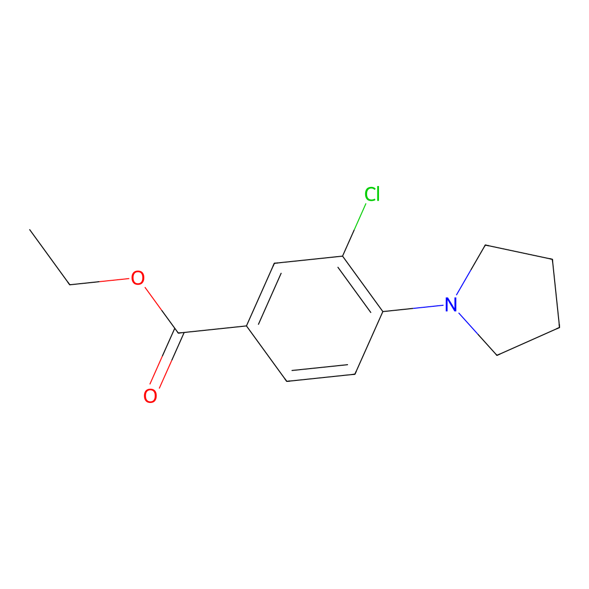 Ethyl 3-chloro-4-(pyrrolidin-1-yl)benzoate molecular structure, CAS 1072947-64-8