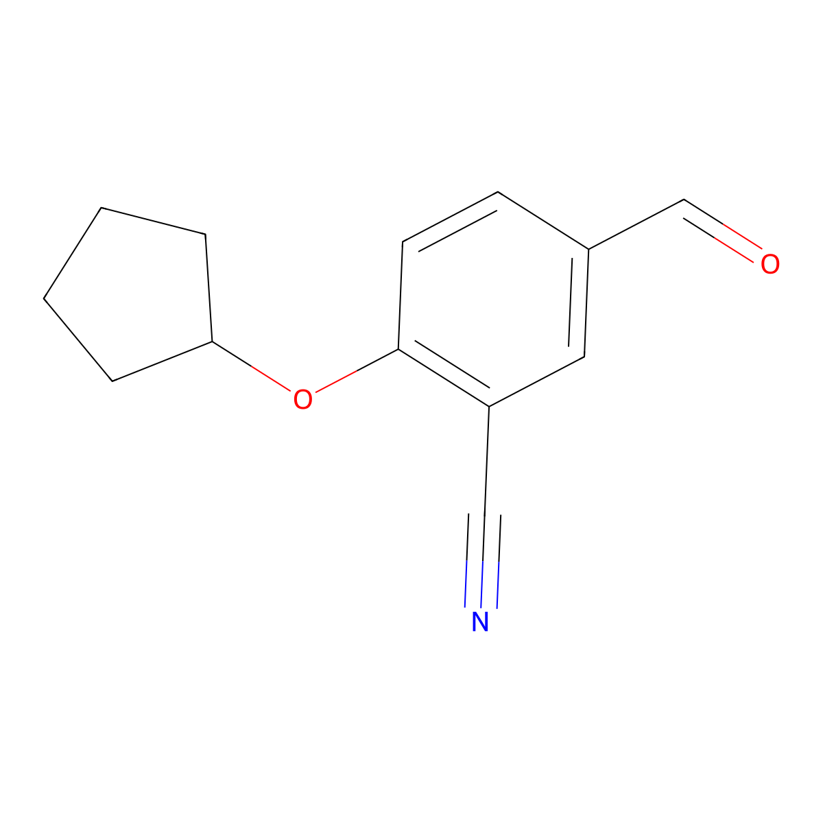 2-(Cyclopentyloxy)-5-formylbenzonitrile molecular structure, CAS 1072947-66-0