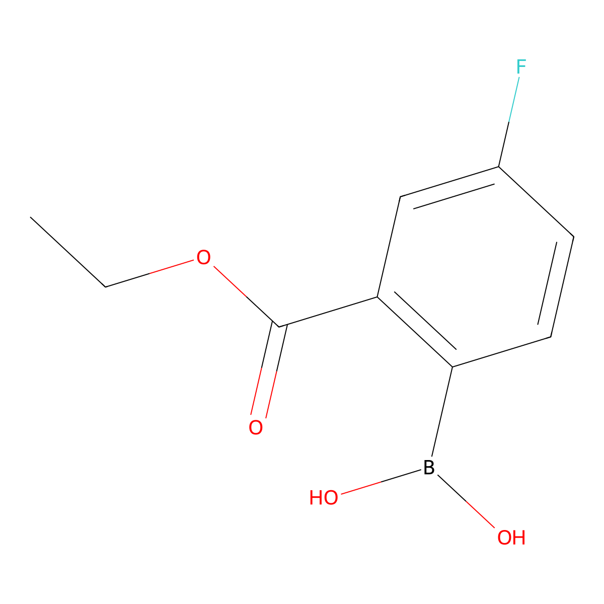 2-(Ethoxycarbonyl)-4-fluorophenylboronic acid molecular structure, CAS 1072951-40-6