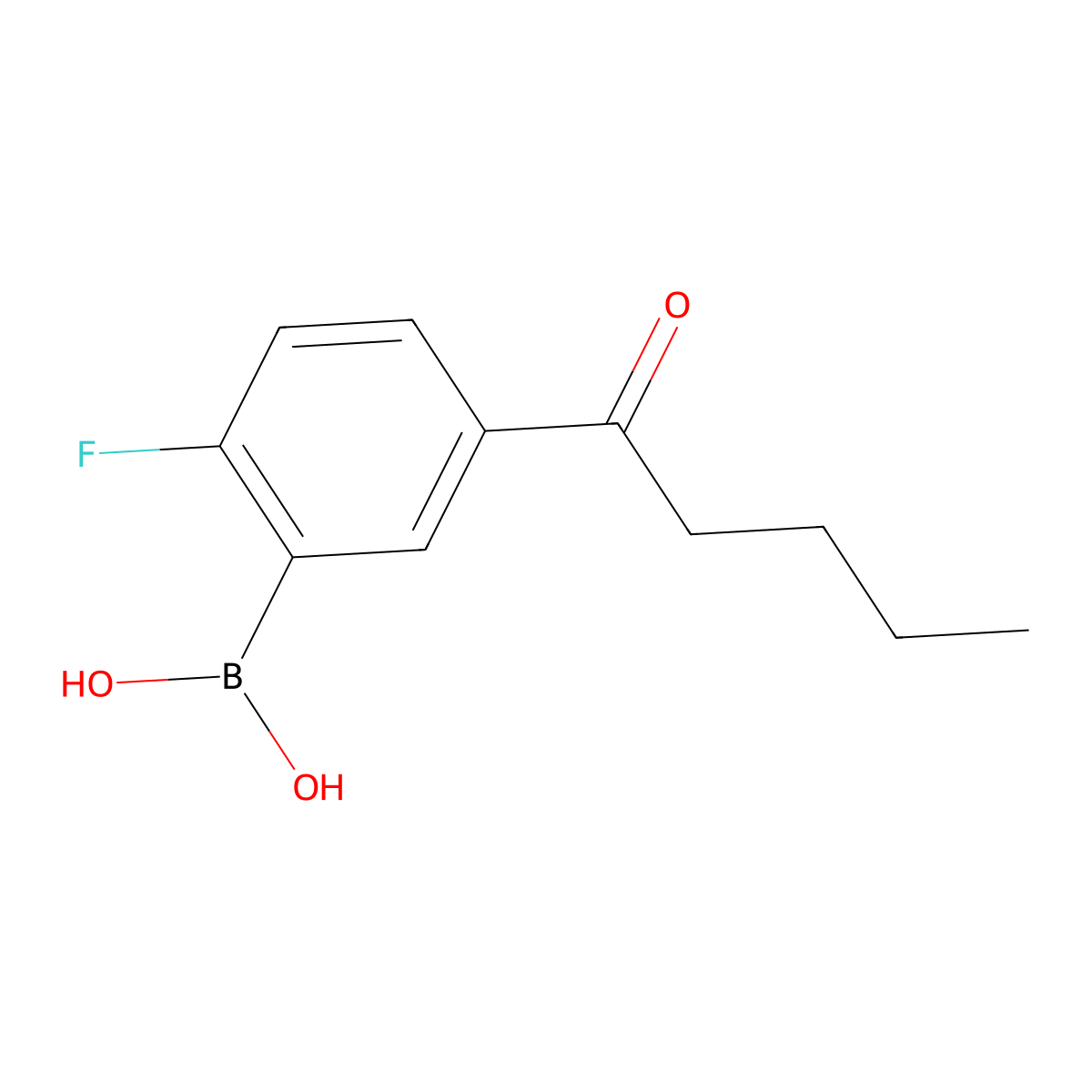 (2-Fluoro-5-pentanoylphenyl)boronic acid molecular structure, CAS 1072951-52-0