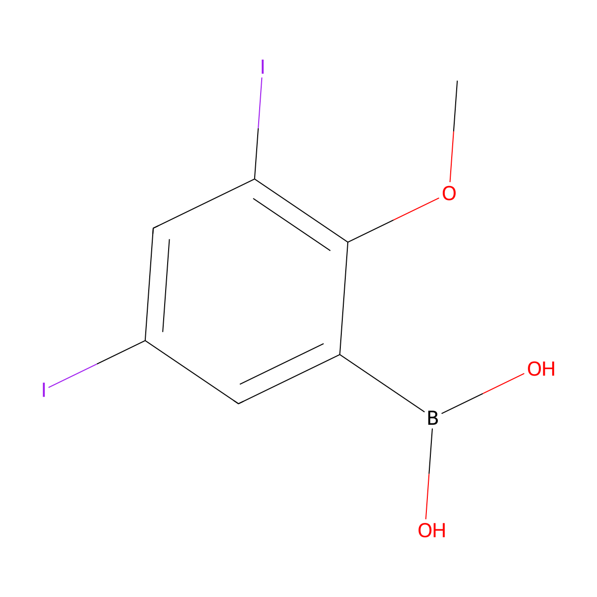 (3,5-Diiodo-2-methoxyphenyl)boronic acid molecular structure, CAS 1072951-59-7