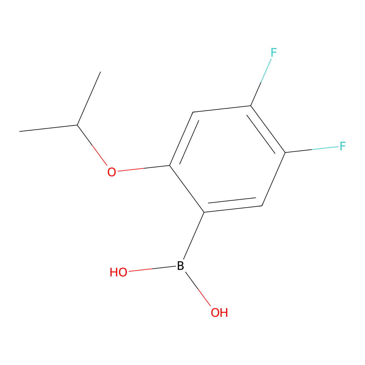 B-(4,5-Difluoro-2-(1-methylethoxy)phenyl)boronic acid molecular structure, CAS 1072951-61-1