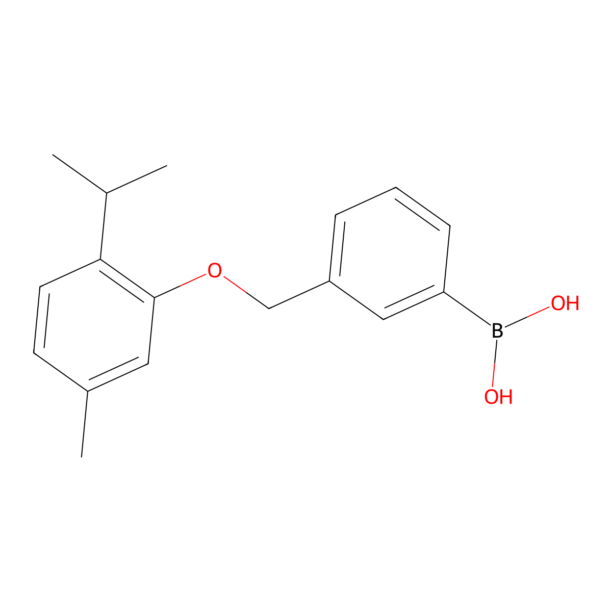 (3-((2-Isopropyl-5-methylphenoxy)methyl)phenyl)boronic acid molecular structure, CAS 1072951-74-6