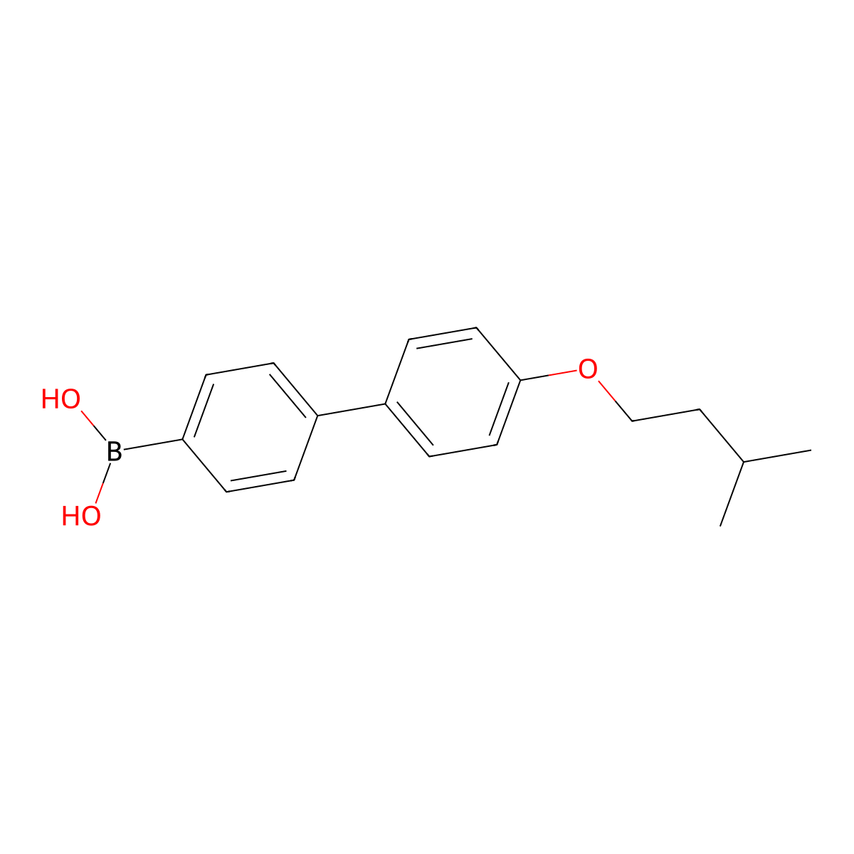 (4'-(Isopentyloxy)-[1,1'-biphenyl]-4-yl)boronic acid molecular structure, CAS 1072951-81-5