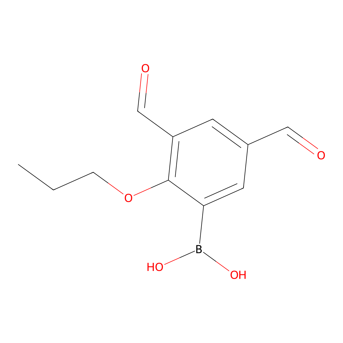 (3,5-Diformyl-2-propoxyphenyl)boronic acid molecular structure, CAS 1072951-92-8