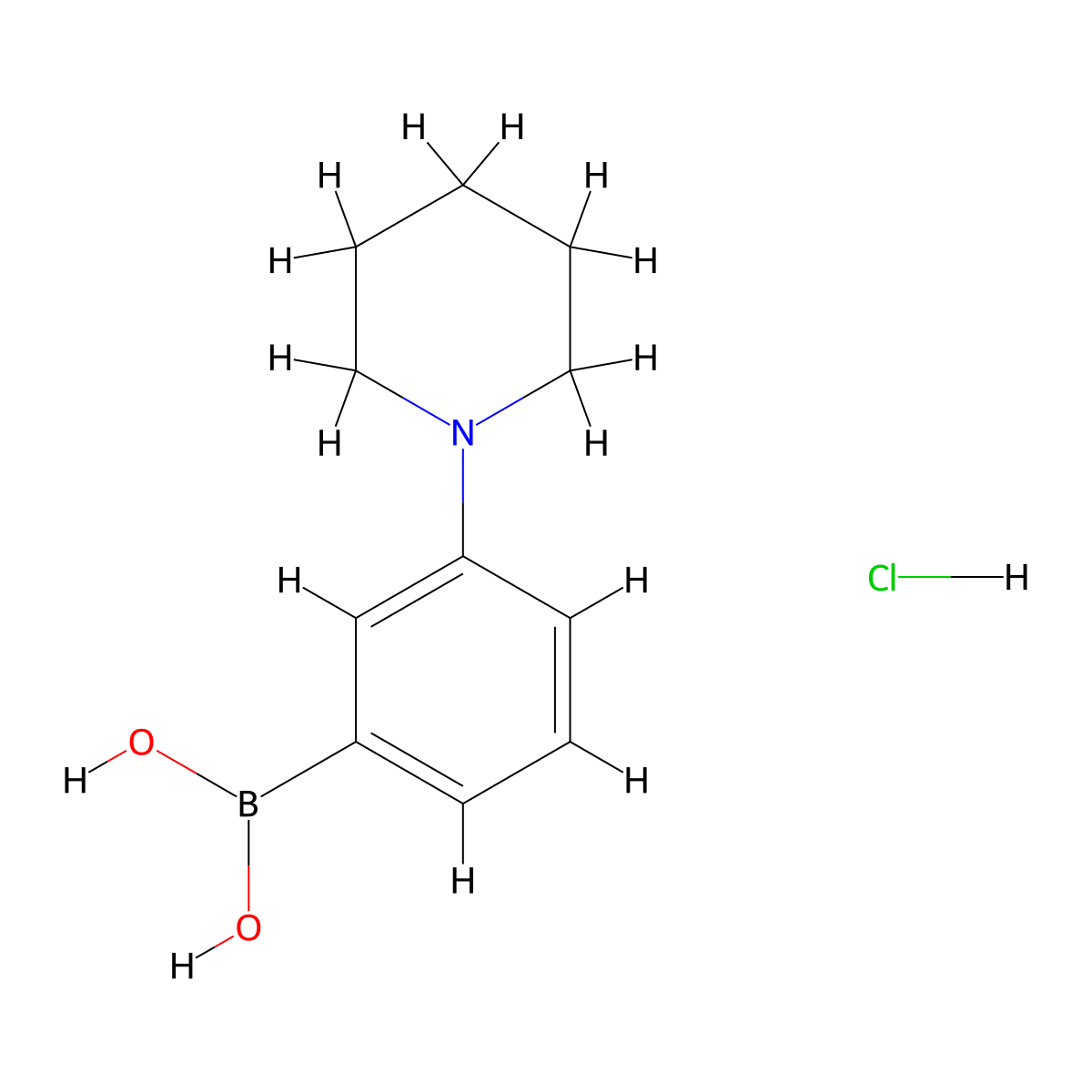 (3-(Piperidin-1-yl)phenyl)boronic acid hydrochloride molecular structure, CAS 1072952-19-2