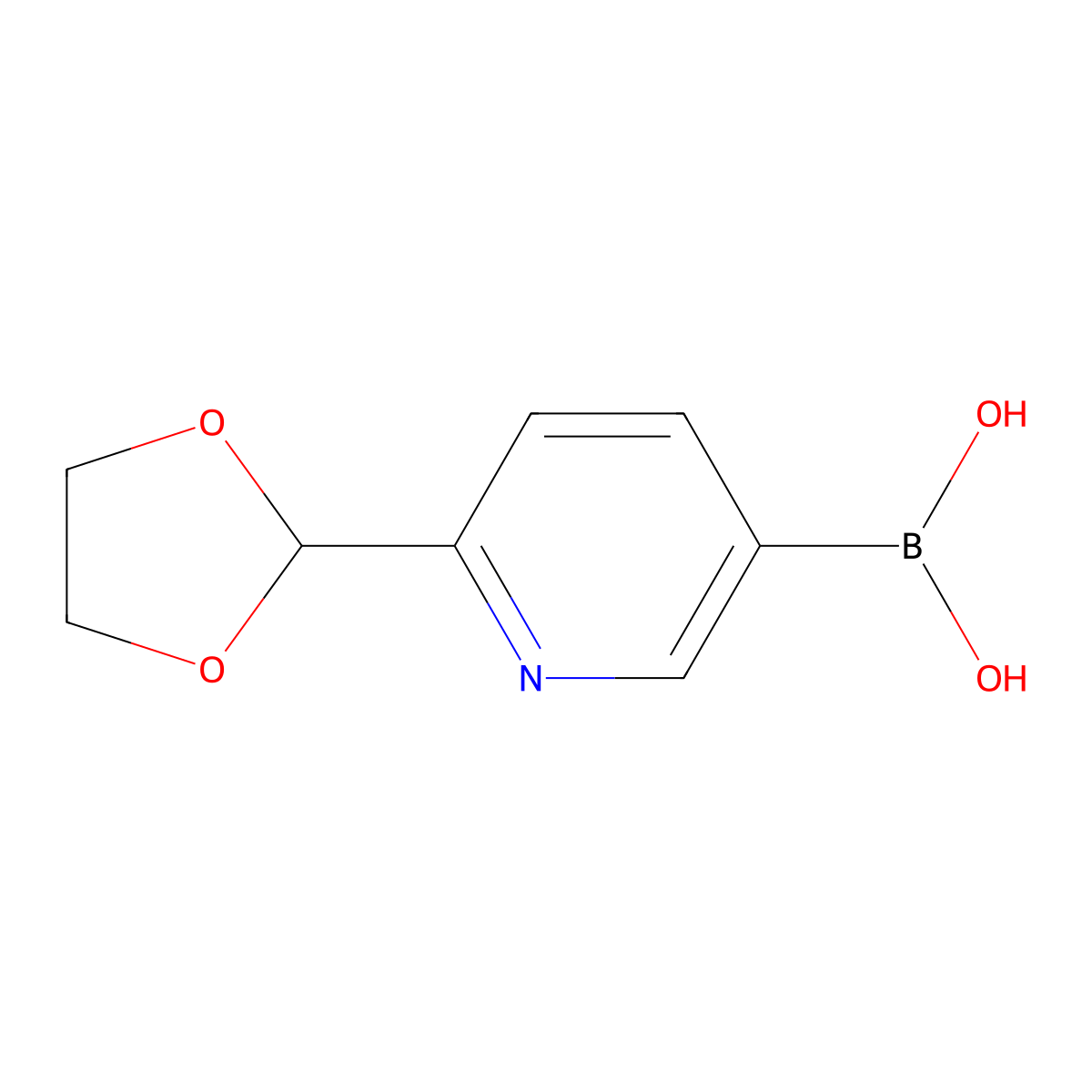 (6-(1,3-Dioxolan-2-yl)pyridin-3-yl)boronic acid molecular structure, CAS 1072952-38-5