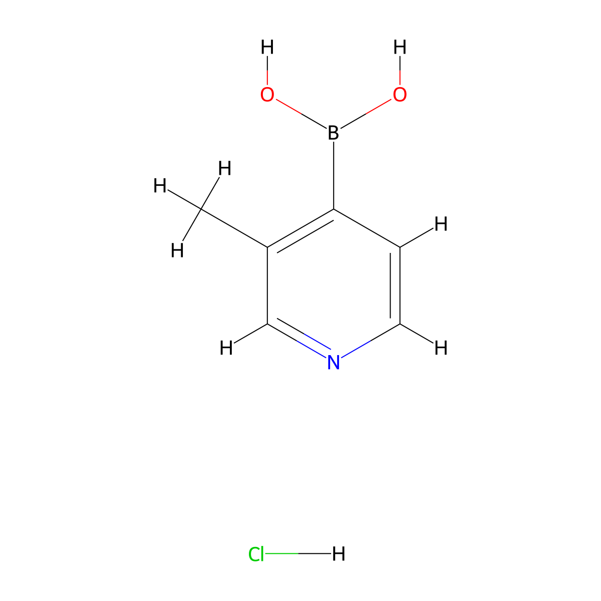 (3-Methylpyridin-4-yl)boronic acid hydrochloride molecular structure, CAS 1072952-40-9