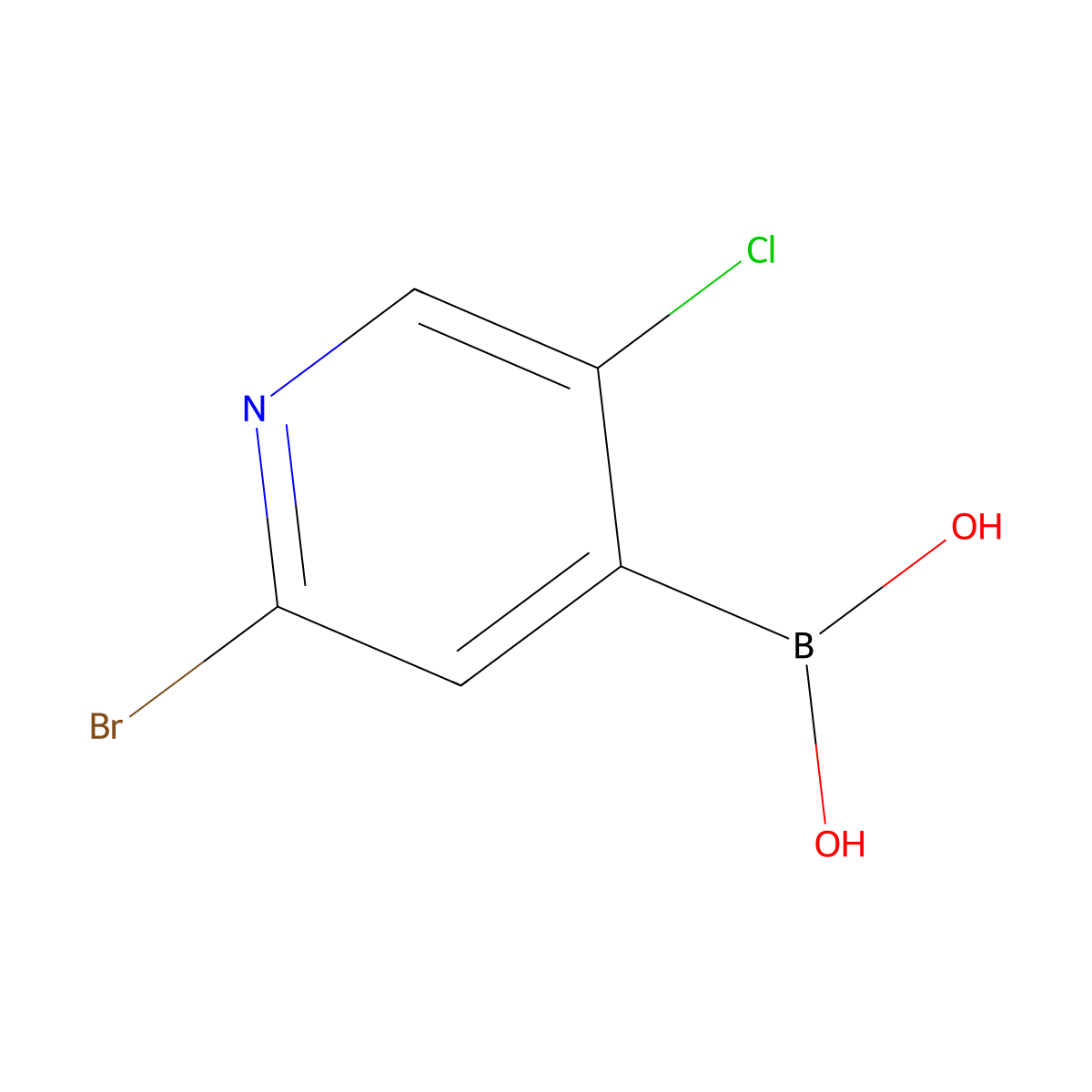 B-(2-Bromo-5-chloro-4-pyridinyl)boronic acid molecular structure, CAS 1072952-51-2