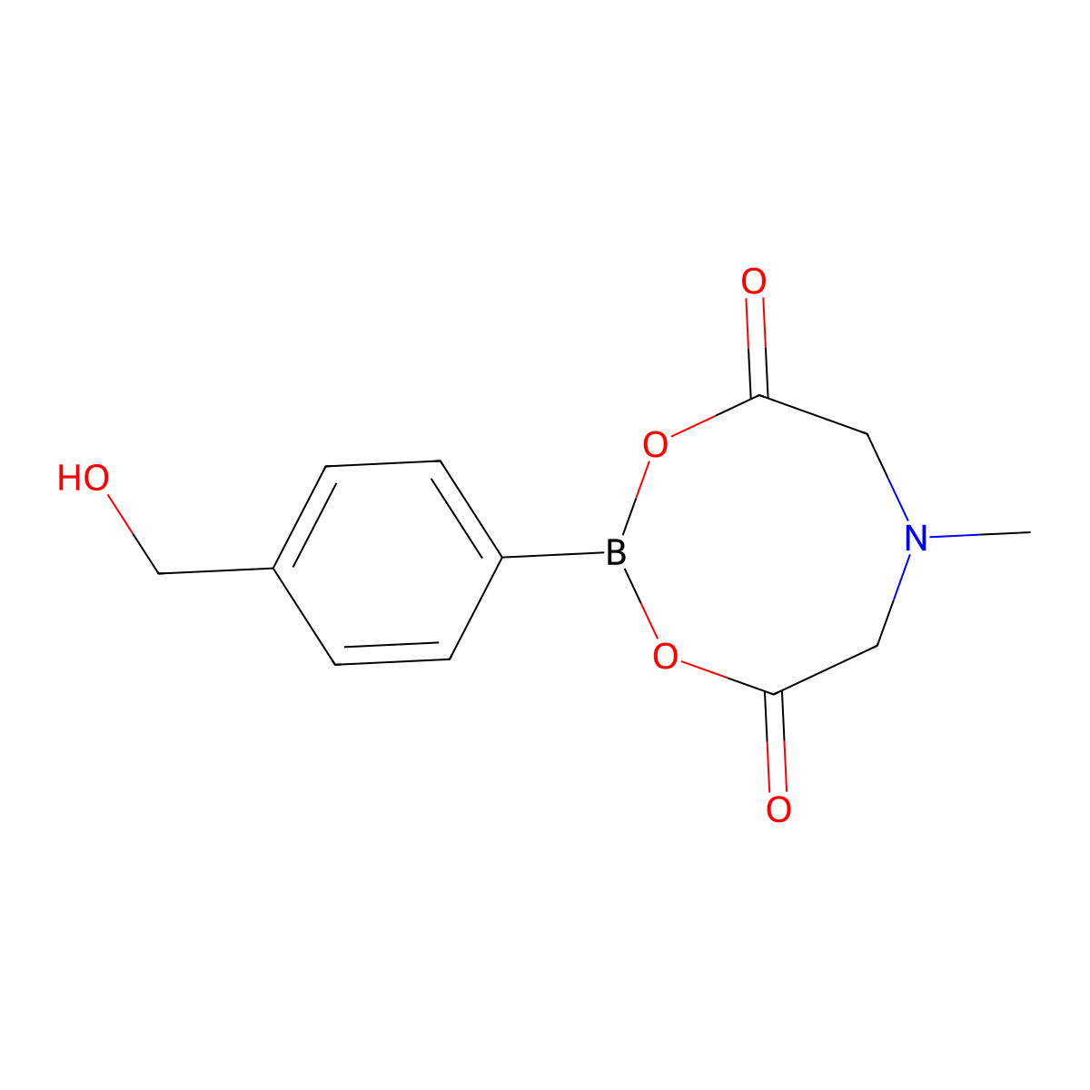 2-(4-(Hydroxymethyl)phenyl)-6-methyl-1,3,6,2-dioxazaborocane-4,8-dione molecular structure, CAS 1072960-82-7