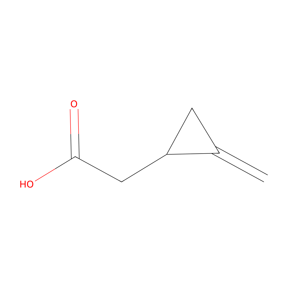 2-Methylenecyclopropaneacetic acid molecular structure, CAS 1073-00-3
