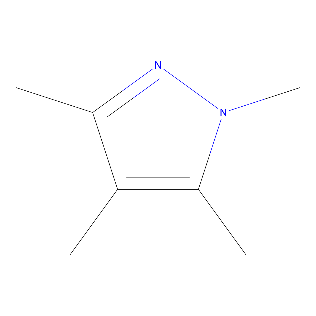 1,3,4,5-Tetramethyl-1H-pyrazole molecular structure, CAS 1073-20-7