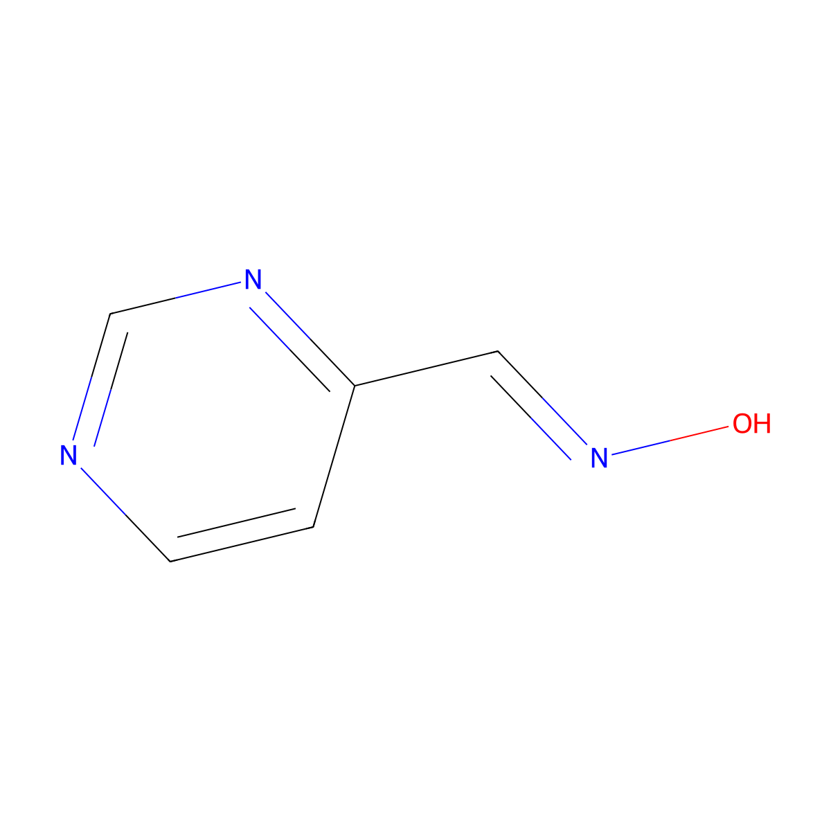 Pyrimidine-4-carbaldehyde oxime molecular structure, CAS 1073-65-0