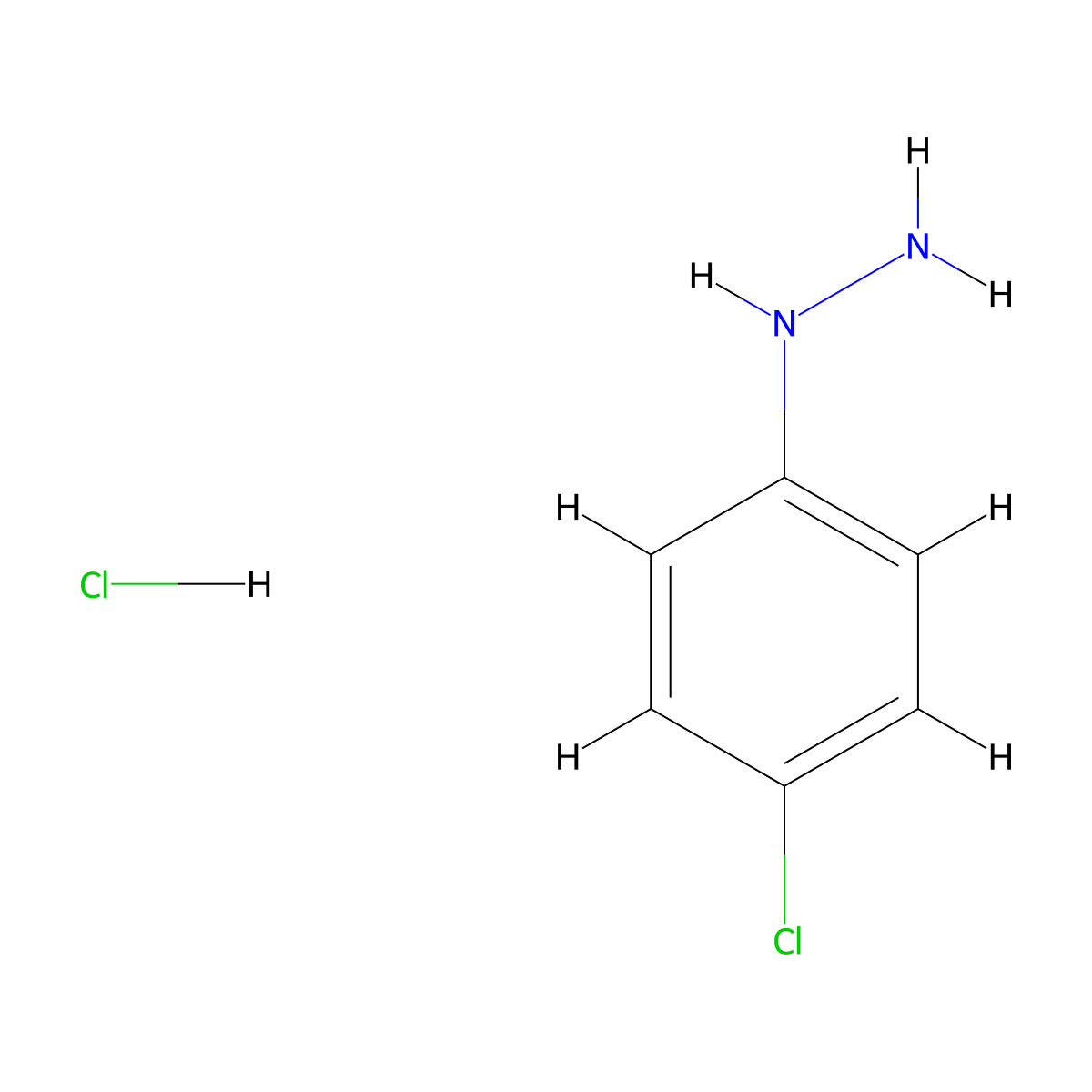 Hydrazine, (4-chlorophenyl)-, hydrochloride (1:1) molecular structure, CAS 1073-70-7
