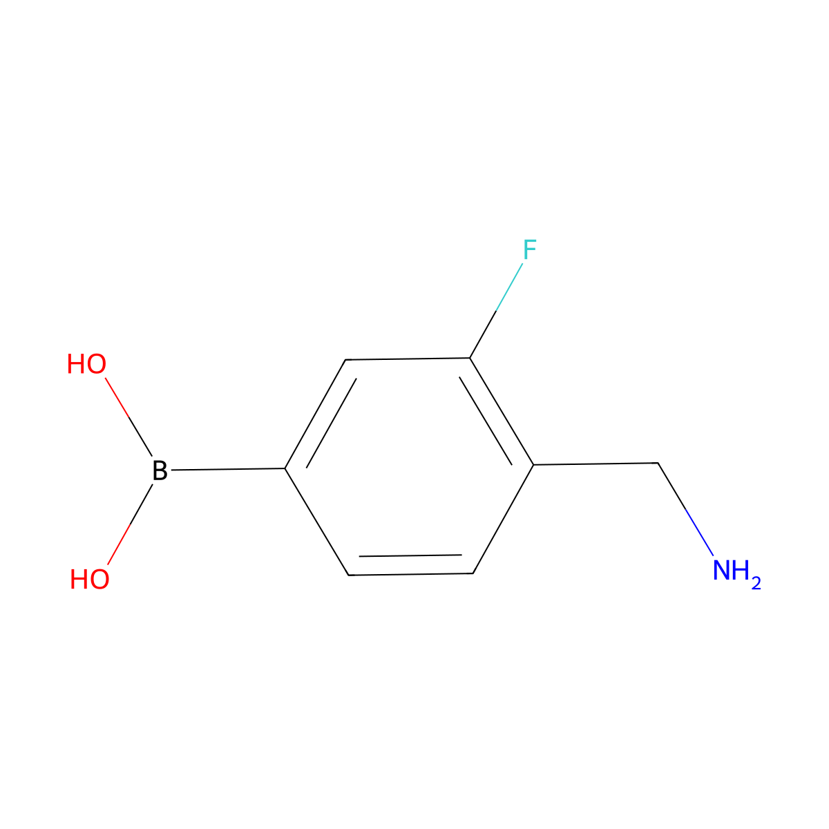 (4-(Aminomethyl)-3-fluorophenyl)boronic acid molecular structure, CAS 1073055-69-2