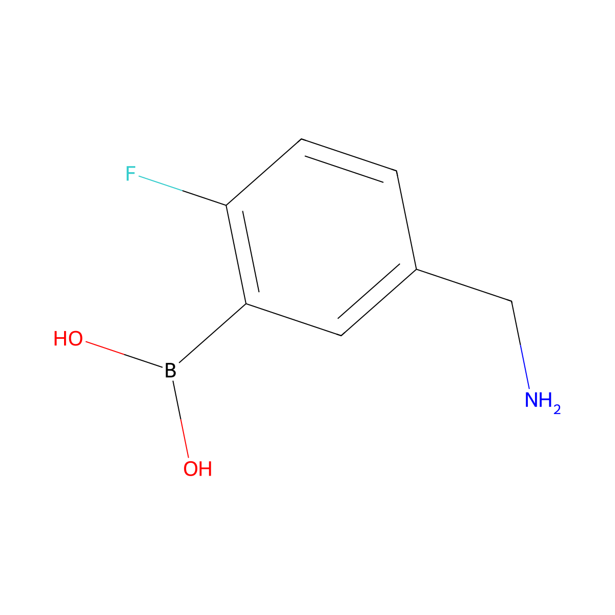 (5-(Aminomethyl)-2-fluorophenyl)boronic acid molecular structure, CAS 1073055-70-5