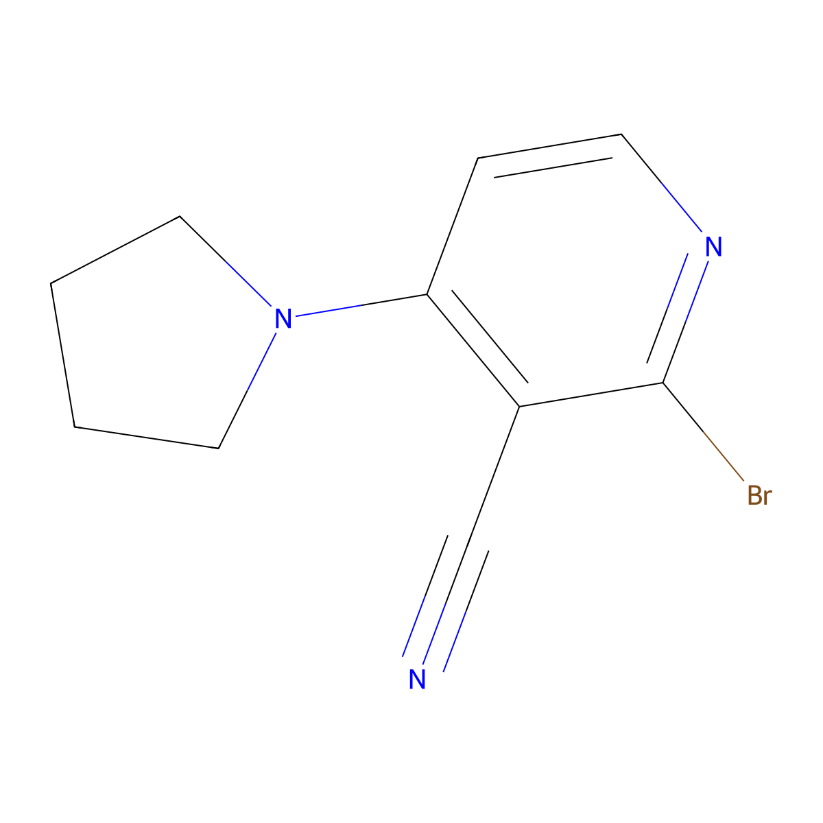 2-Bromo-4-(pyrrolidin-1-YL)nicotinonitrile molecular structure, CAS 1073059-18-3