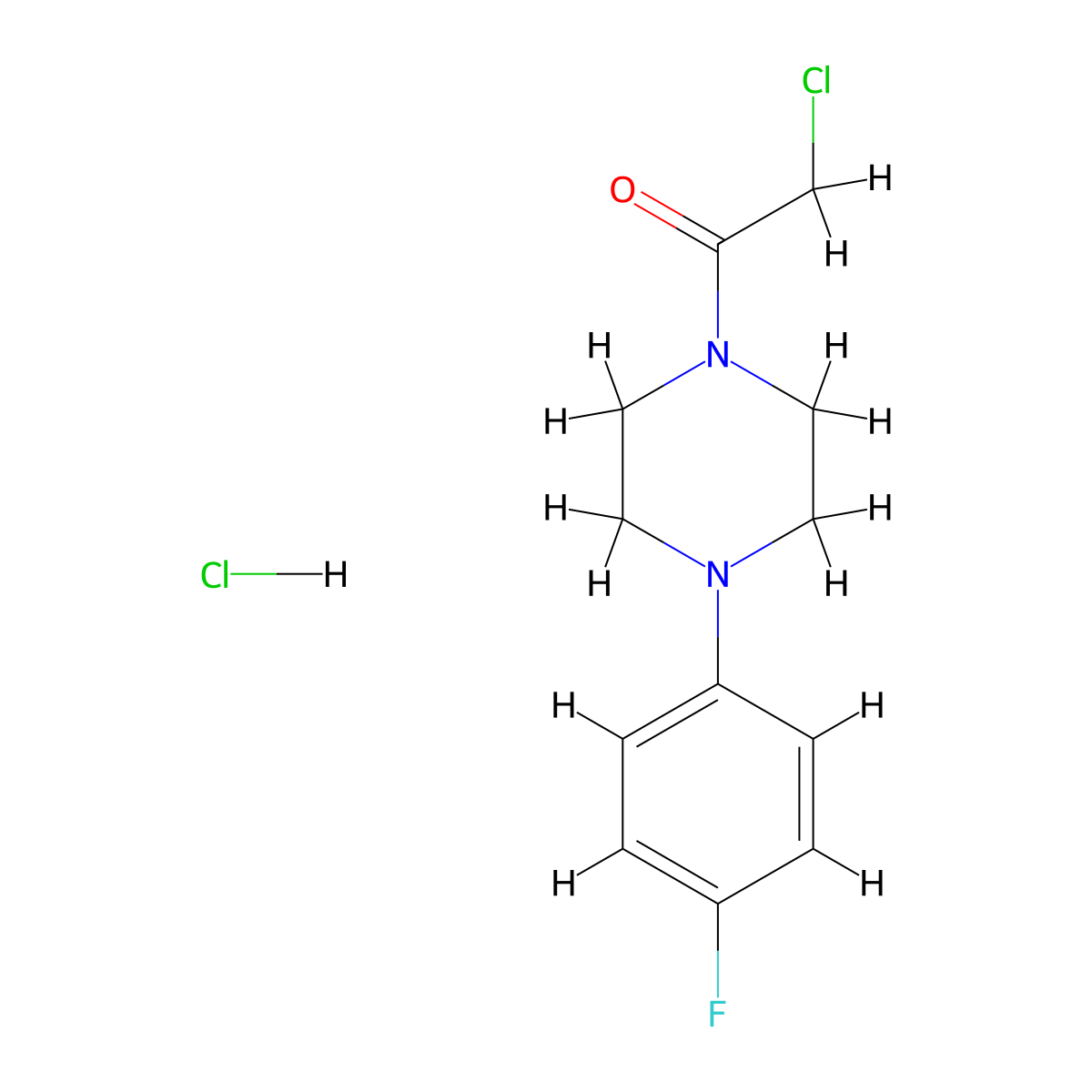 2-Chloro-1-[4-(4-fluorophenyl)piperazin-1-yl]ethan-1-one hydrochloride molecular structure, CAS 1073059-28-5