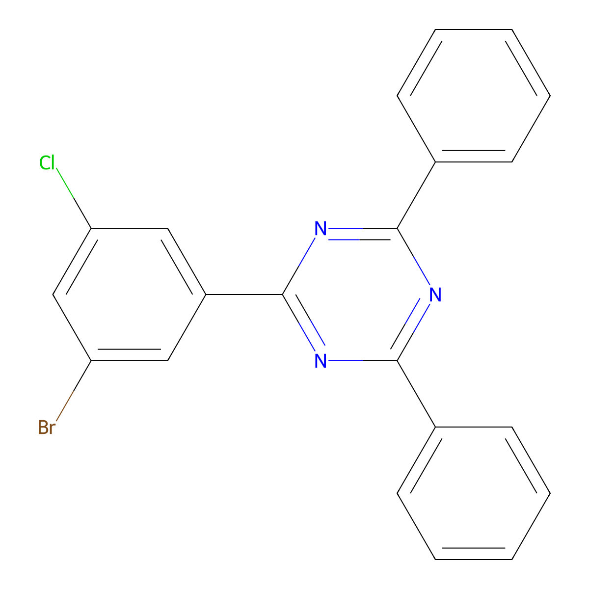 2-(3-Bromo-5-chlorophenyl)-4,6-diphenyl-1,3,5-triazine molecular structure, CAS 1073062-42-6