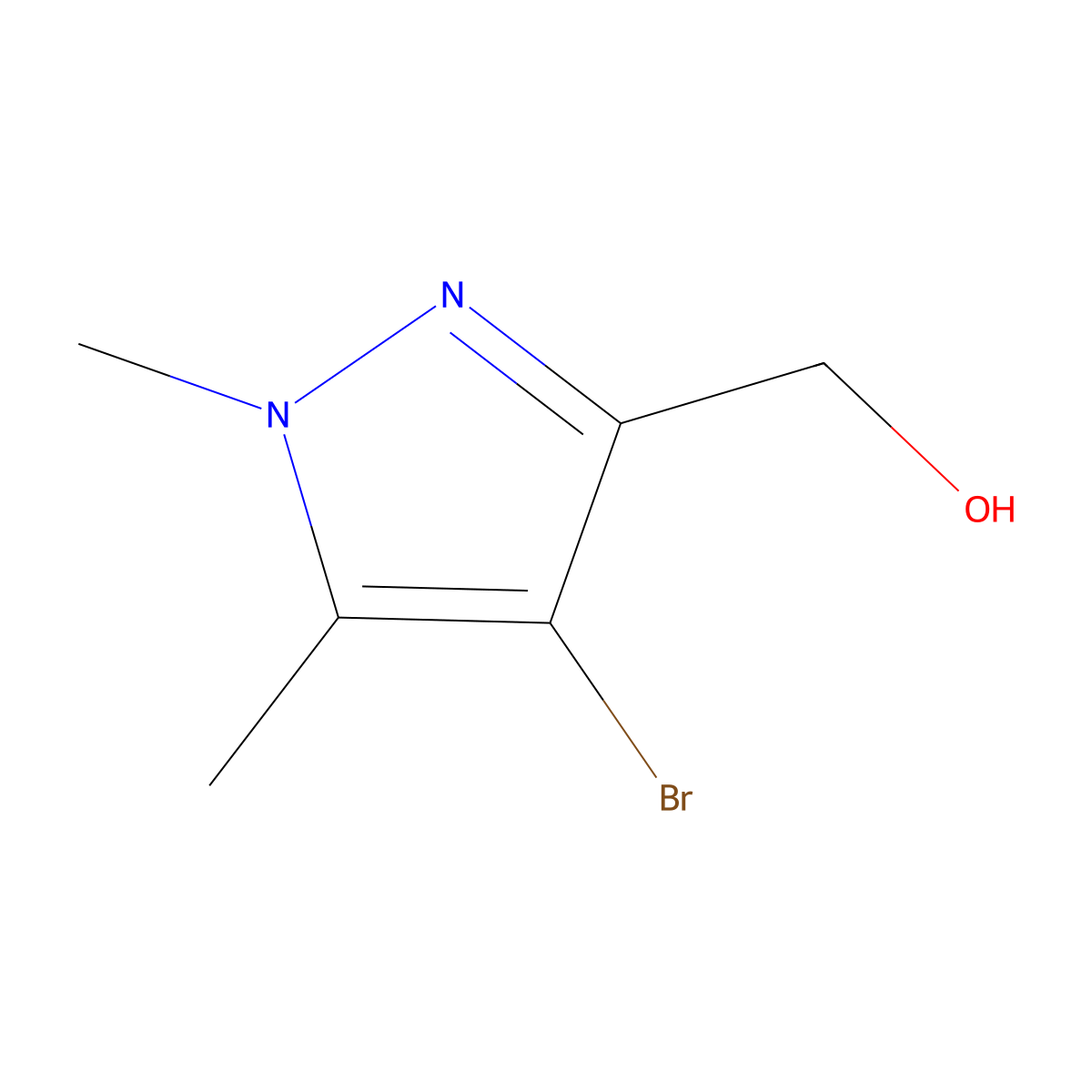 (4-bromo-1,5-dimethyl-1H-pyrazol-3-yl)methanol molecular structure, CAS 1073067-93-2