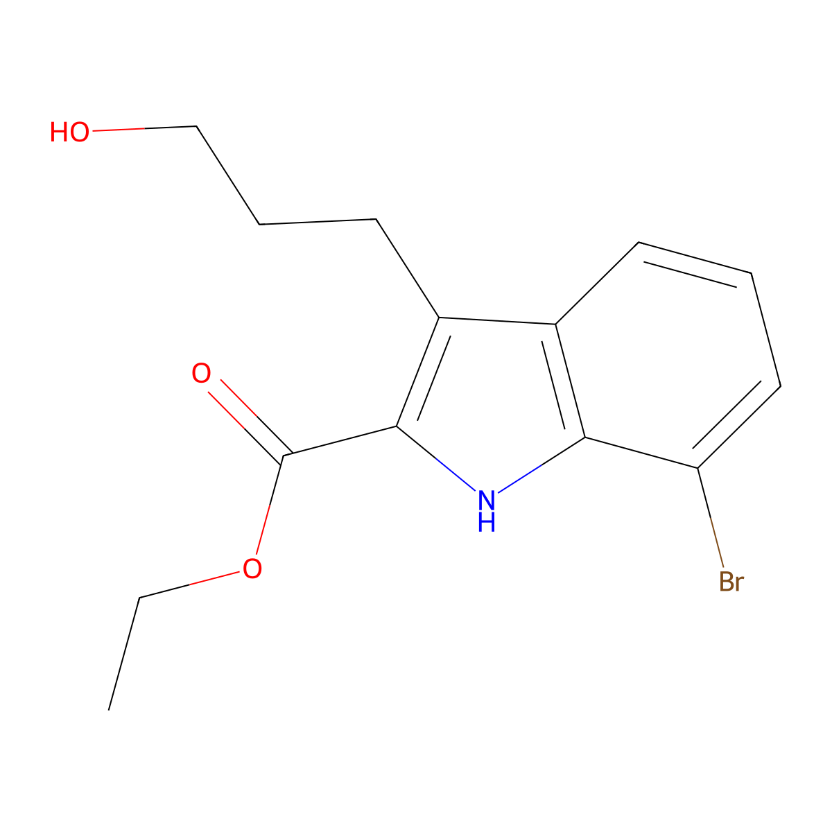 ethyl 7-bromo-3-(3-hydroxypropyl)-1H-indole-2-carboxylate molecular structure, CAS 1073067-97-6
