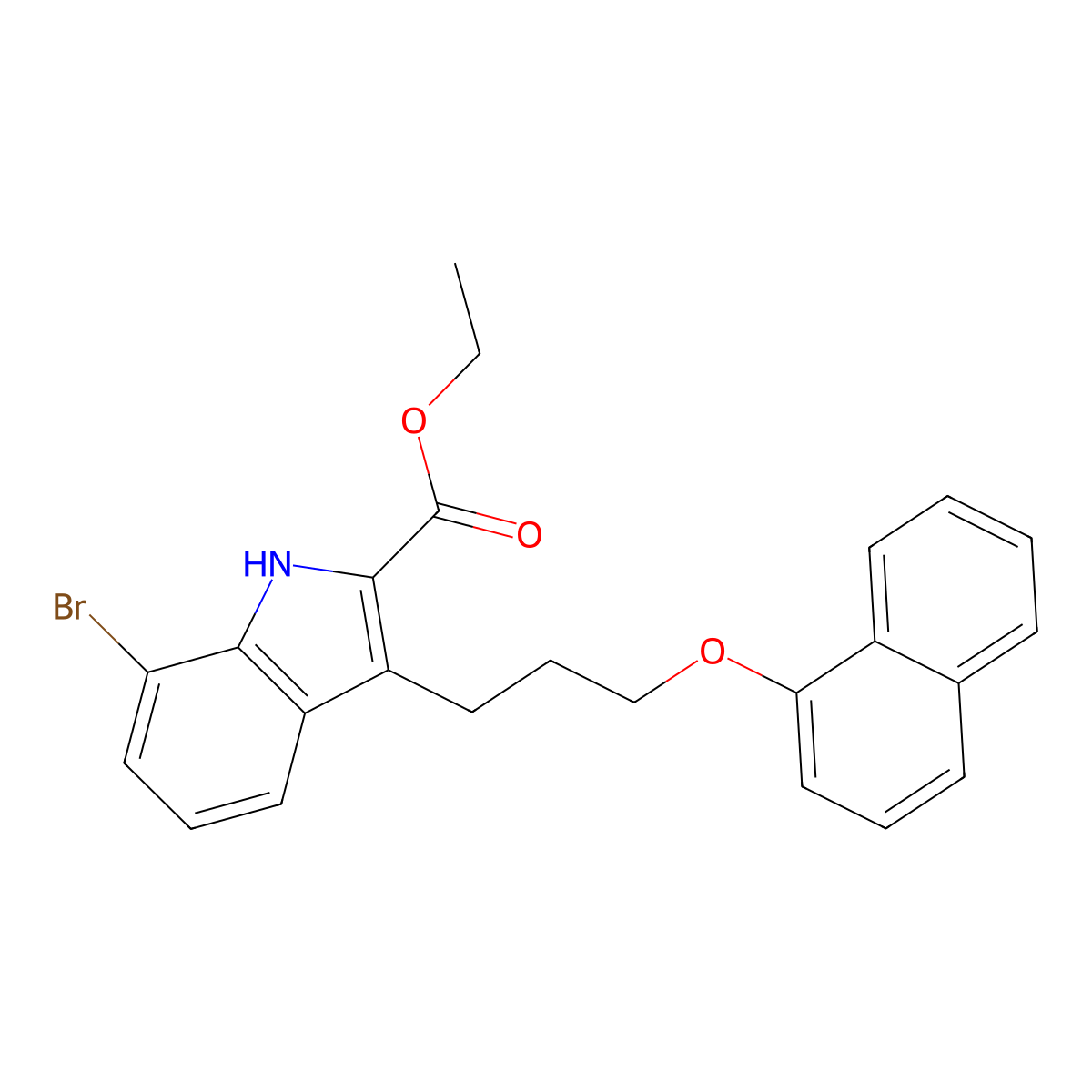 ethyl 7-bromo-3-(3-(naphthalen-1-yloxy)propyl)-1H-indole-2-carboxylate molecular structure, CAS 1073067-98-7