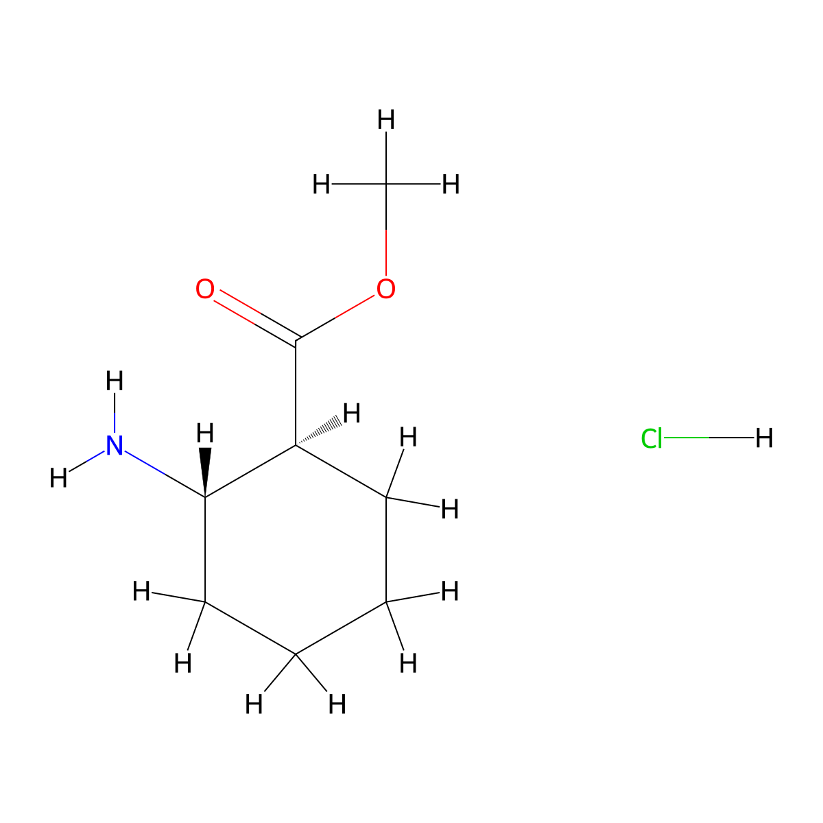rac-methyl (1R,2R)-2-aminocyclohexane-1-carboxylate hydrochloride molecular structure, CAS 107313-17-7