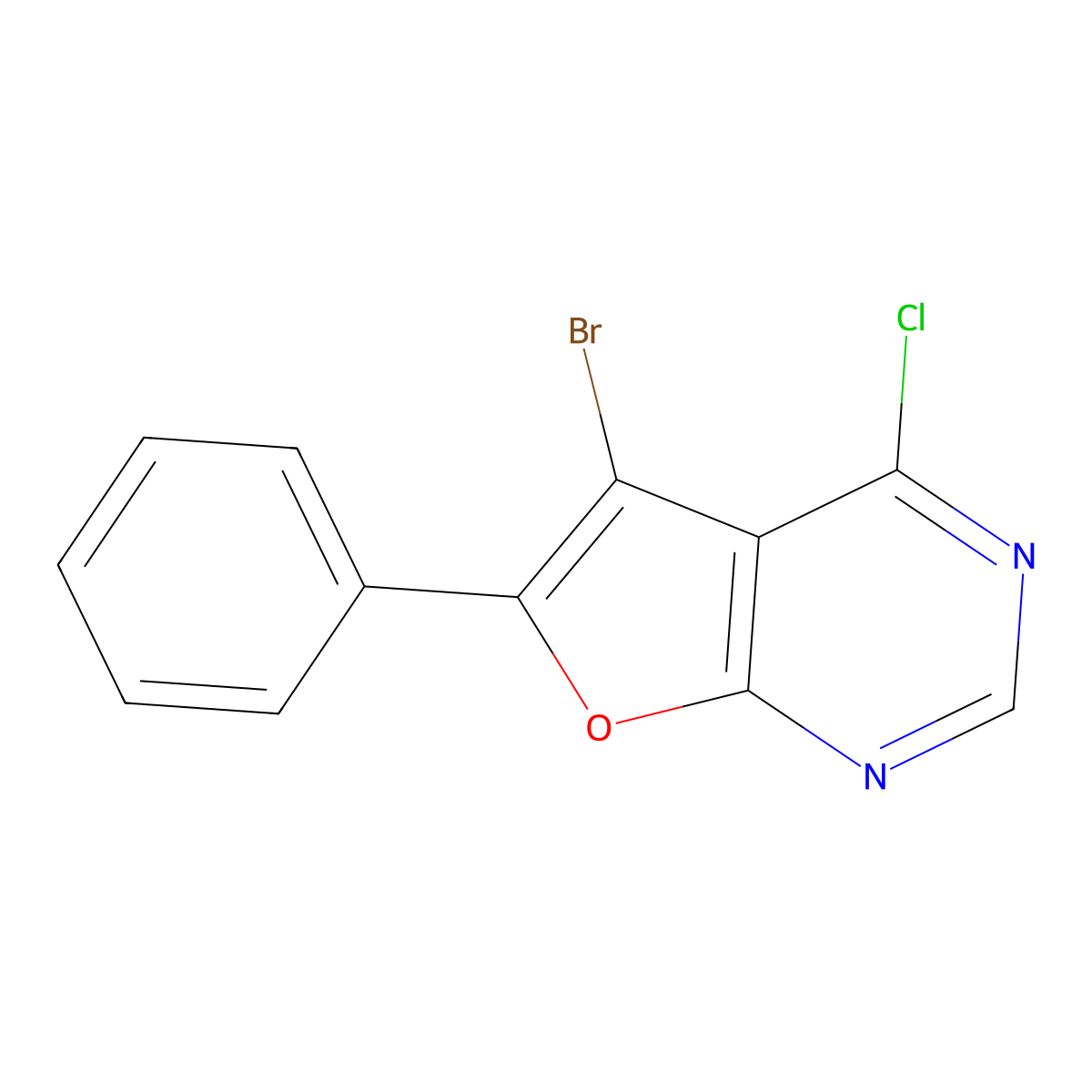 5-Bromo-4-chloro-6-phenylfuro[2,3-d]pyrimidine molecular structure, CAS 1073135-81-5