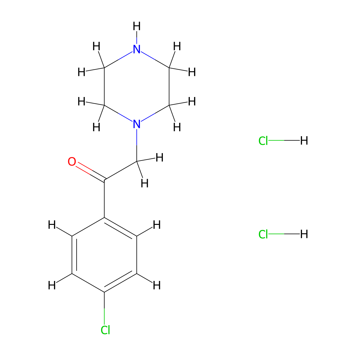 1-(4-Chlorophenyl)-2-(piperazin-1-yl)ethan-1-one dihydrochloride molecular structure, CAS 1073155-04-0
