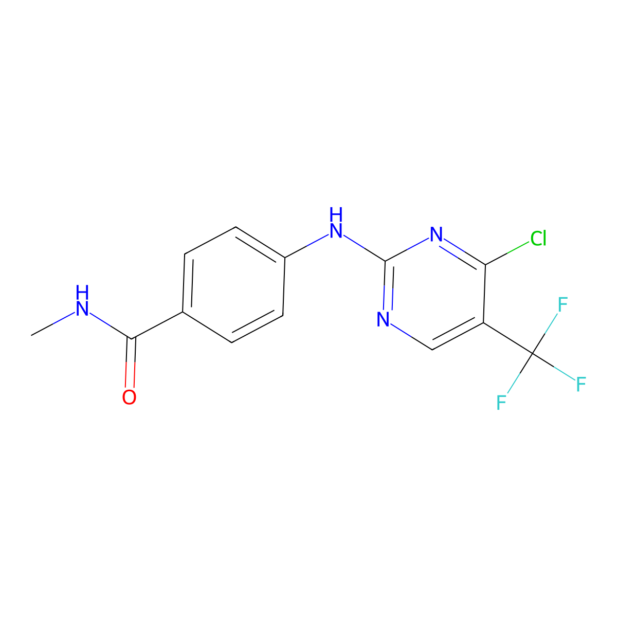 4-(4-chloro-5-(trifluoromethyl)pyrimidin-2-ylamino)-N-methylbenzamide molecular structure, CAS 1073160-19-6