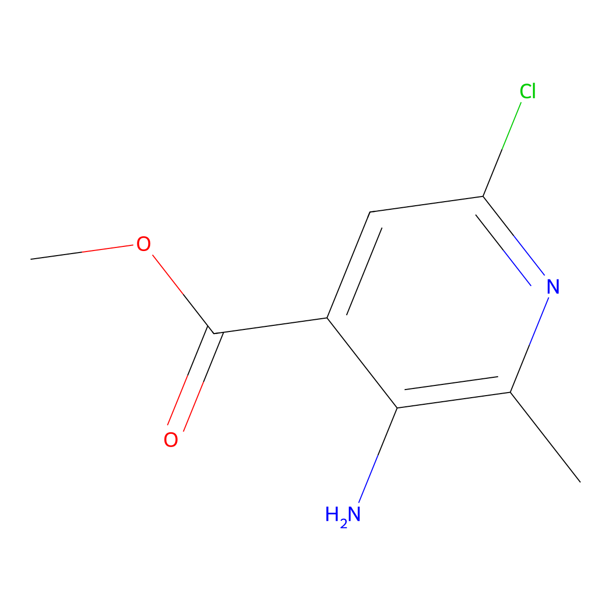 Methyl 3-amino-6-chloro-2-methylisonicotinate molecular structure, CAS 1073182-63-4