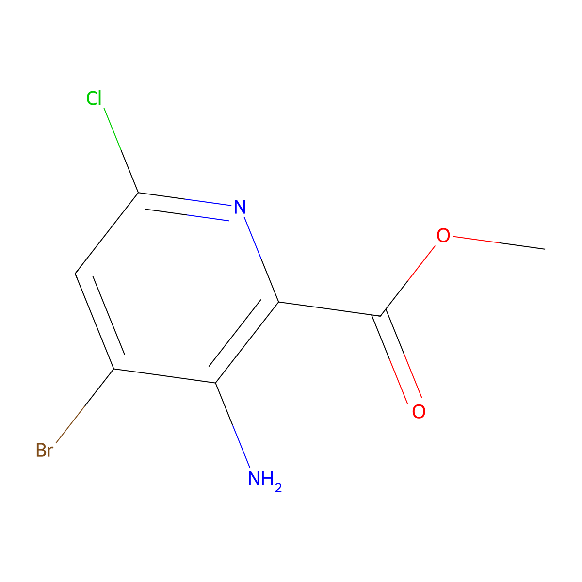 Methyl 3-amino-4-bromo-6-chloropyridine-2-carboxylate molecular structure, CAS 1073182-89-4