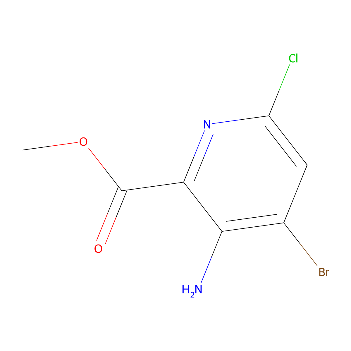 Methyl 3-amino-4-bromo-6-chloropyridine-2-carboxylate molecular structure, CAS 1073182-89-4
